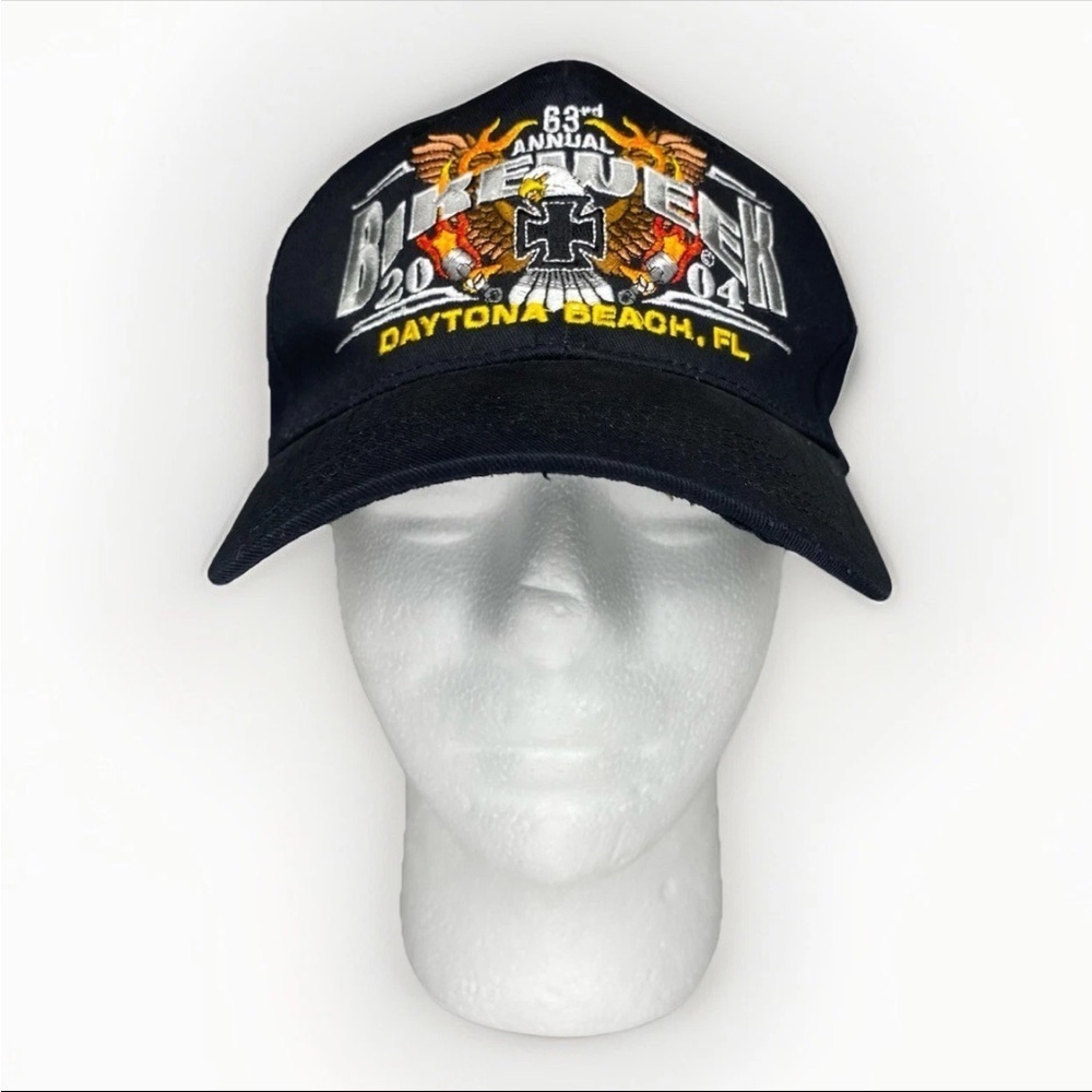 Vintage Bike Week 2004 Daytona Beach 63rd Annual Adjustable Black Hat Cap Biker